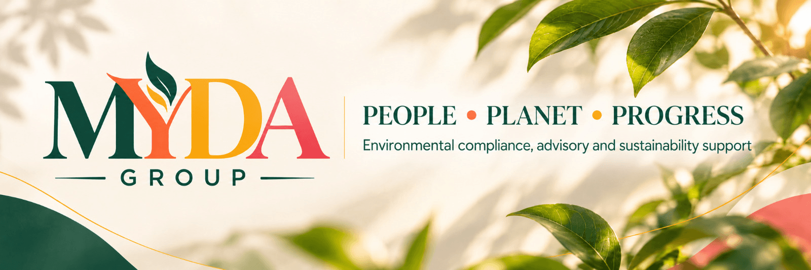 MYDA Group brand banner: People, Planet, Progress. Environmental compliance, advisory and sustainability support.
